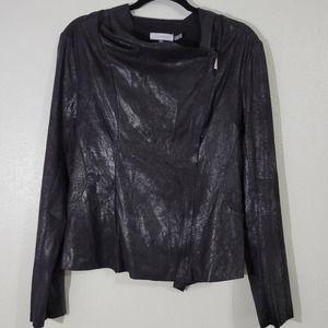 Calvin Klein Crushed Velvet Moto Style Long Sleeve Jacket